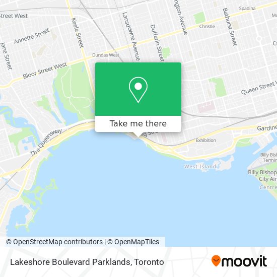 Lakeshore Boulevard Parklands map