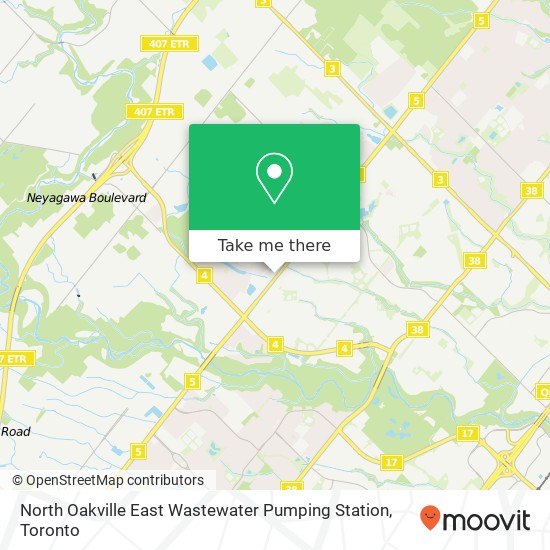 North Oakville East Wastewater Pumping Station map