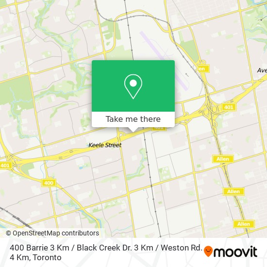 400 Barrie 3 Km / Black Creek Dr. 3 Km / Weston Rd. 4 Km plan