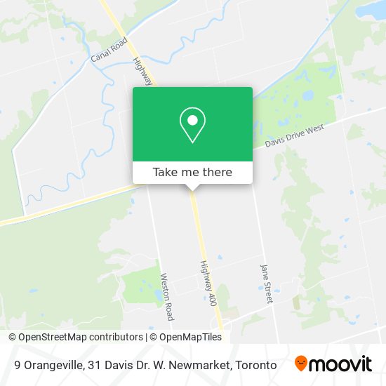 9 Orangeville, 31 Davis Dr. W. Newmarket map