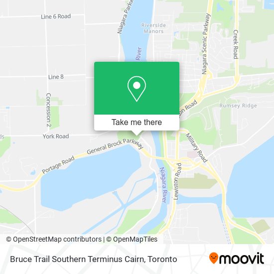 Bruce Trail Southern Terminus Cairn map