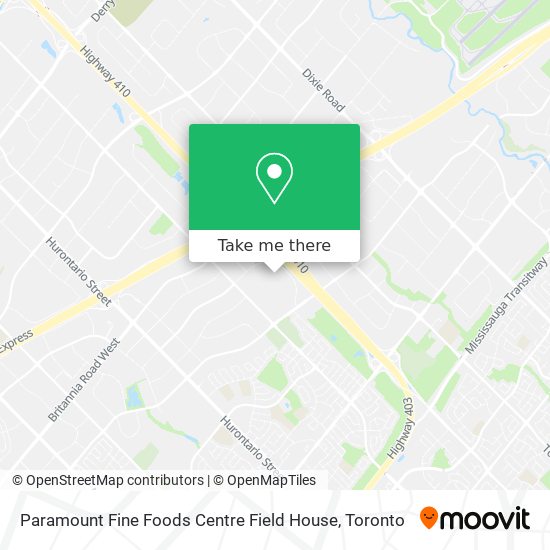 Paramount Fine Foods Centre Field House map