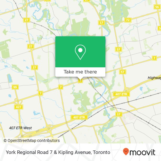 York Regional Road 7 & Kipling Avenue map