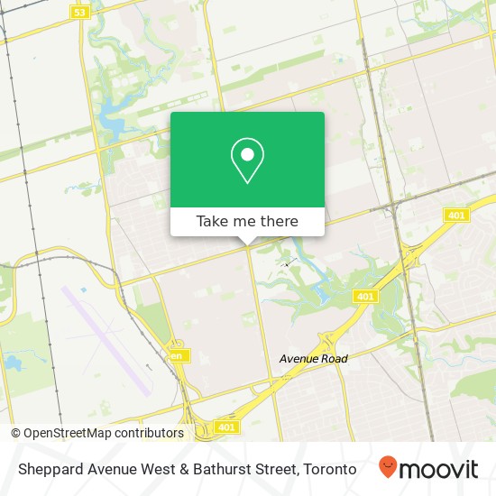 Sheppard Avenue West & Bathurst Street map