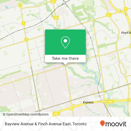 Bayview Avenue & Finch Avenue East map