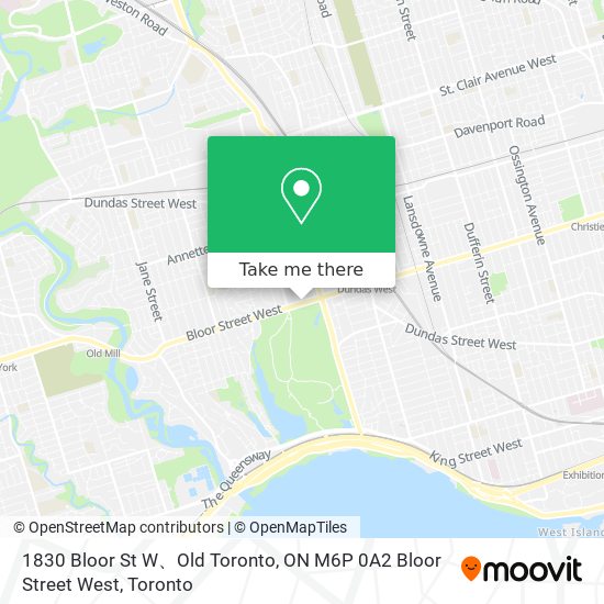 1830 Bloor St W、Old Toronto, ON M6P 0A2 Bloor Street West map