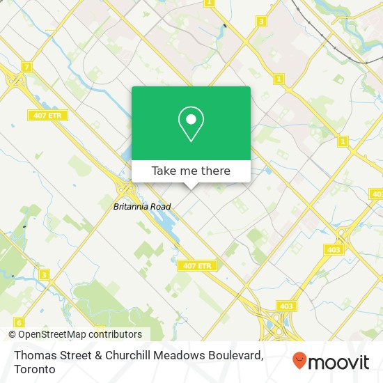 Thomas Street & Churchill Meadows Boulevard map