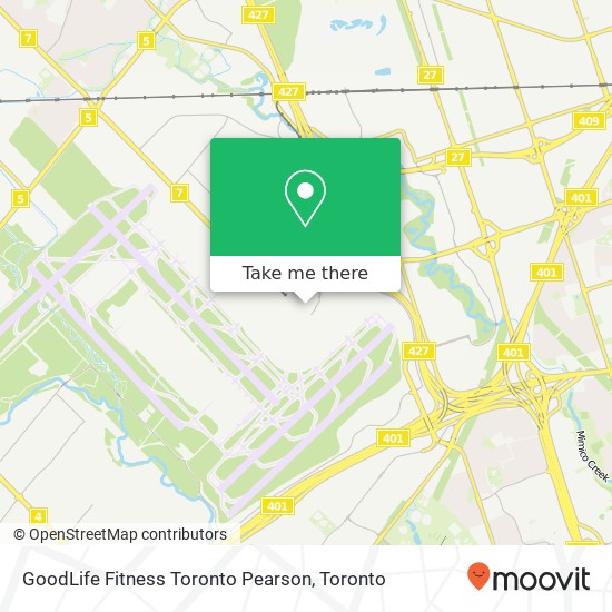 GoodLife Fitness Toronto Pearson map