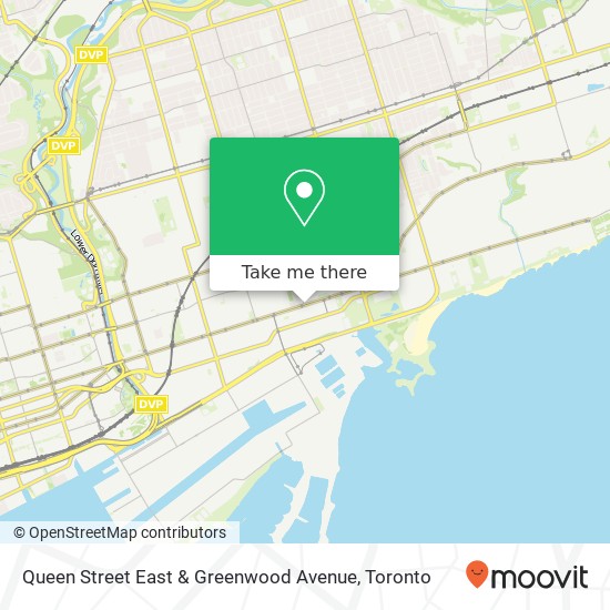 Queen Street East & Greenwood Avenue map