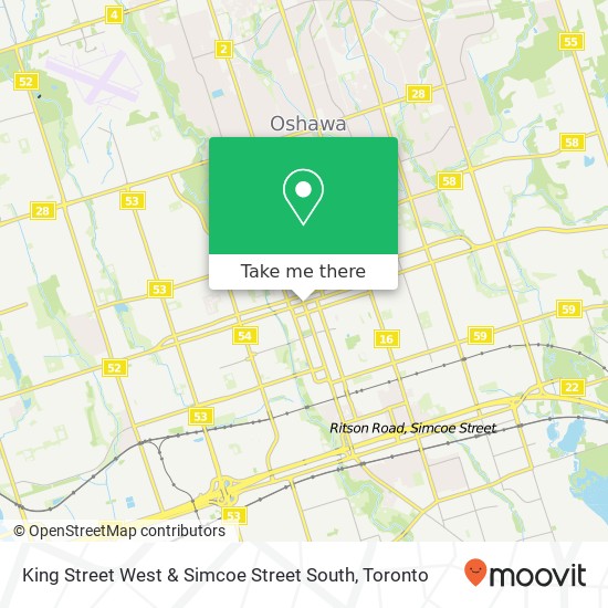 King Street West & Simcoe Street South map