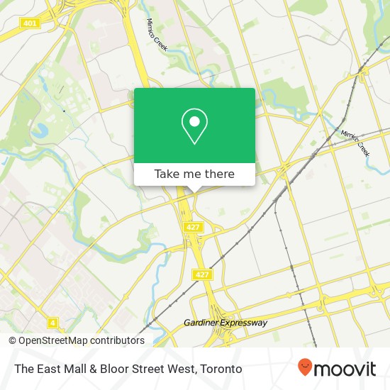 The East Mall & Bloor Street West map