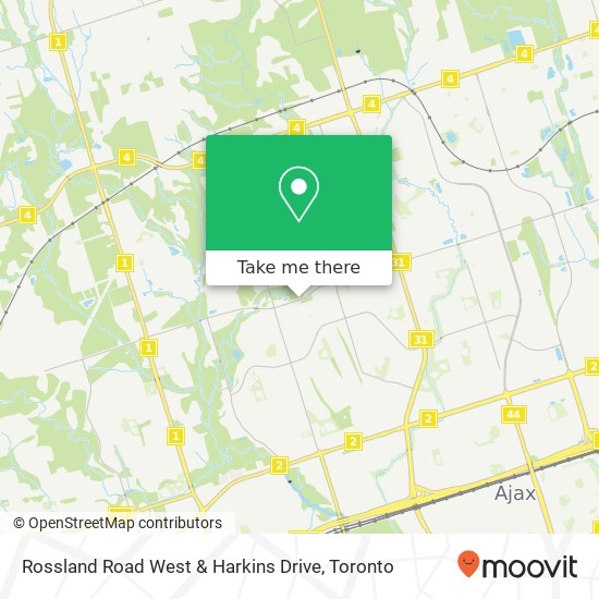 Rossland Road West & Harkins Drive map