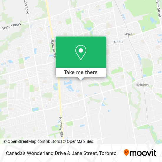 Canada's Wonderland Drive & Jane Street map