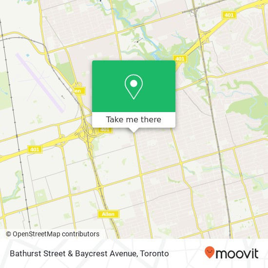 Bathurst Street & Baycrest Avenue map