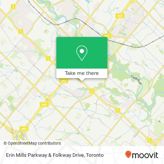 Erin Mills Parkway & Folkway Drive map