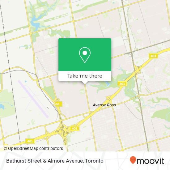 Bathurst Street & Almore Avenue map