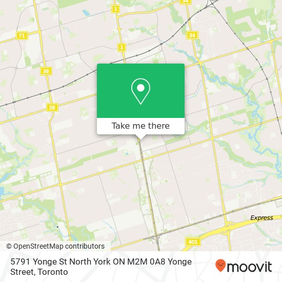 5791 Yonge St North York ON M2M 0A8 Yonge Street map