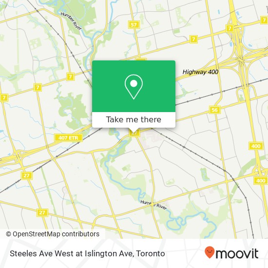 Steeles Ave West at Islington Ave map