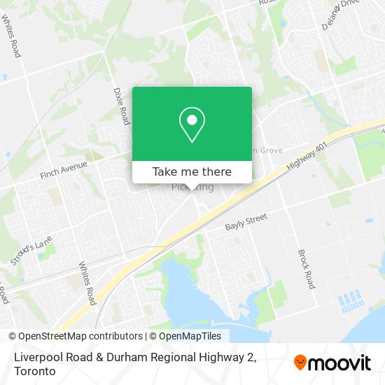 Liverpool Road & Durham Regional Highway 2 map