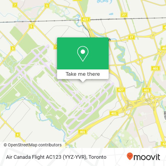 Air Canada Flight AC123 (YYZ-YVR) map