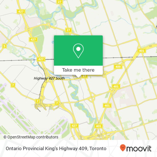 Ontario Provincial King's Highway 409 map