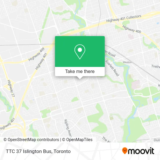 TTC 37 Islington Bus map