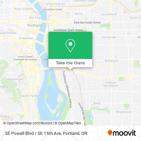 Mapa de SE Powell Blvd / SE 15th Ave