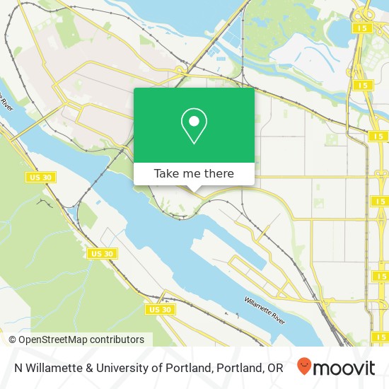 N Willamette & University of Portland map