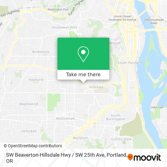 Mapa de SW Beaverton-Hillsdale Hwy / SW 25th Ave