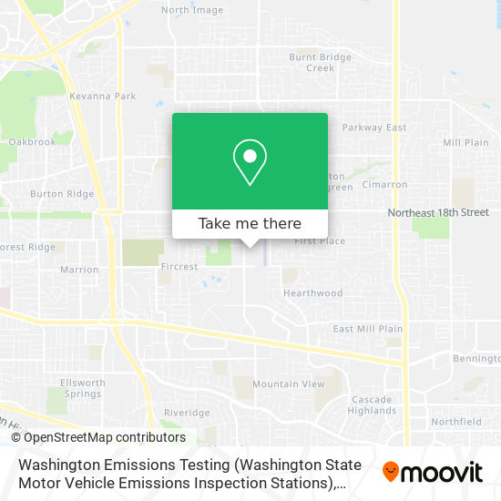 Mapa de Washington Emissions Testing (Washington State Motor Vehicle Emissions Inspection Stations)