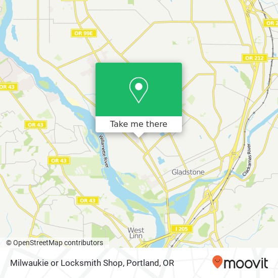 Milwaukie or Locksmith Shop map