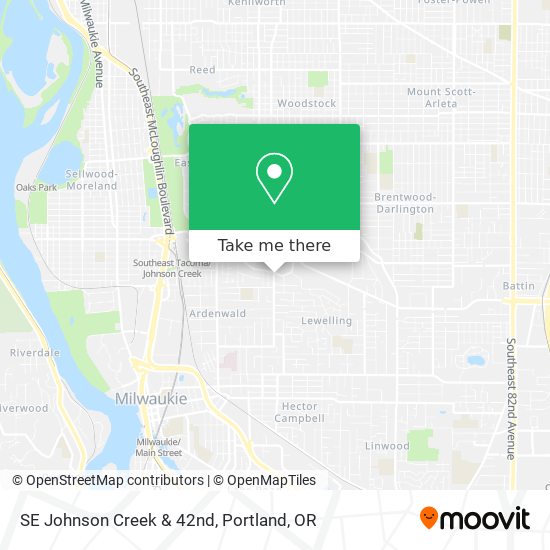 SE Johnson Creek & 42nd map