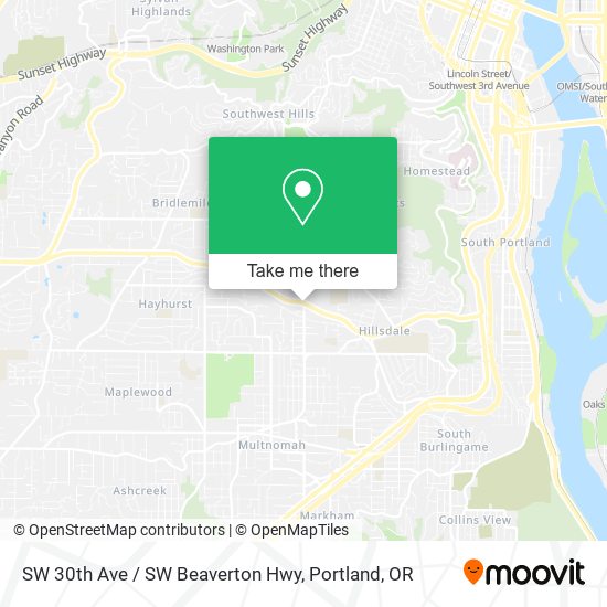 Mapa de SW 30th Ave / SW Beaverton Hwy