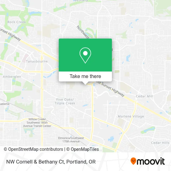 Mapa de NW Cornell & Bethany Ct