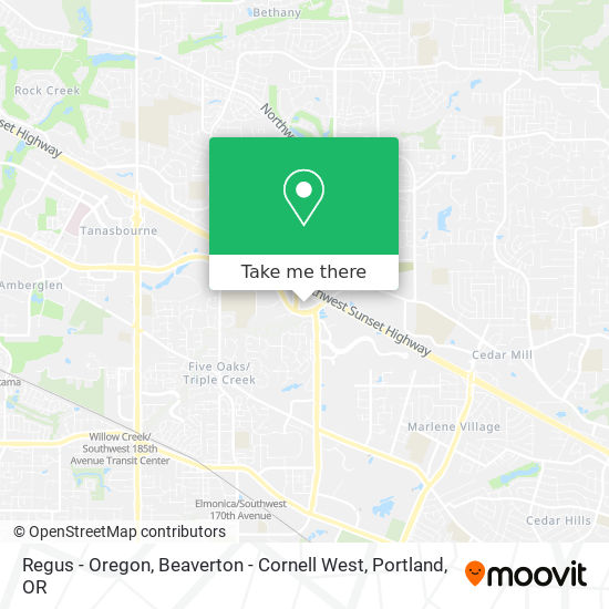 Regus - Oregon, Beaverton - Cornell West map