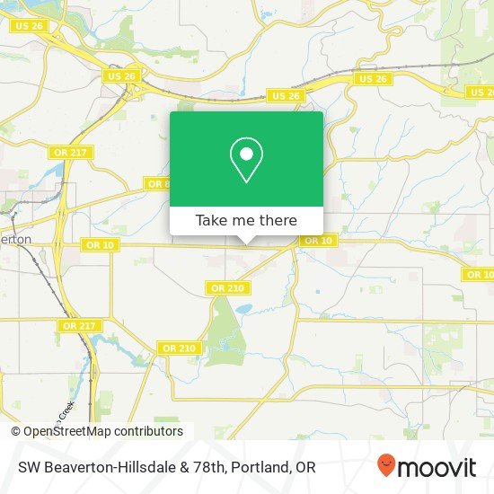 SW Beaverton-Hillsdale & 78th map