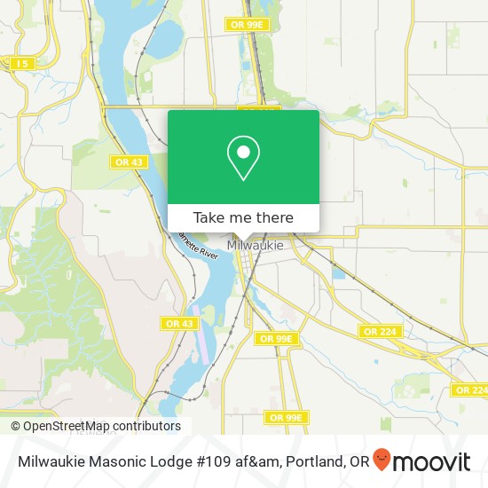 Mapa de Milwaukie Masonic Lodge #109 af&am