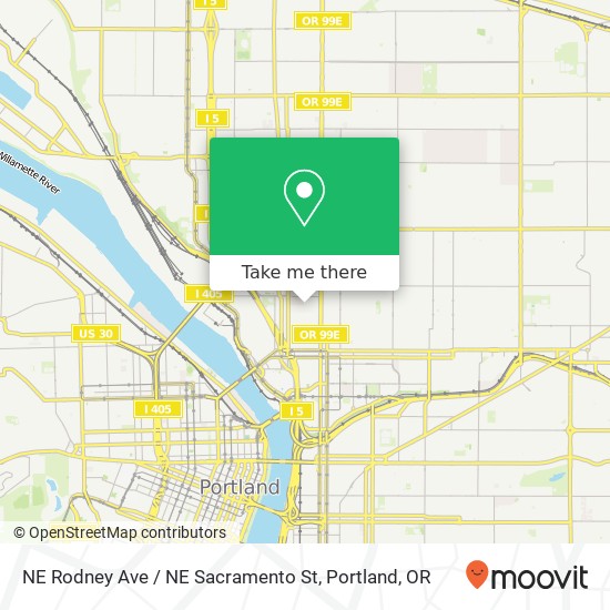 NE Rodney Ave / NE Sacramento St map