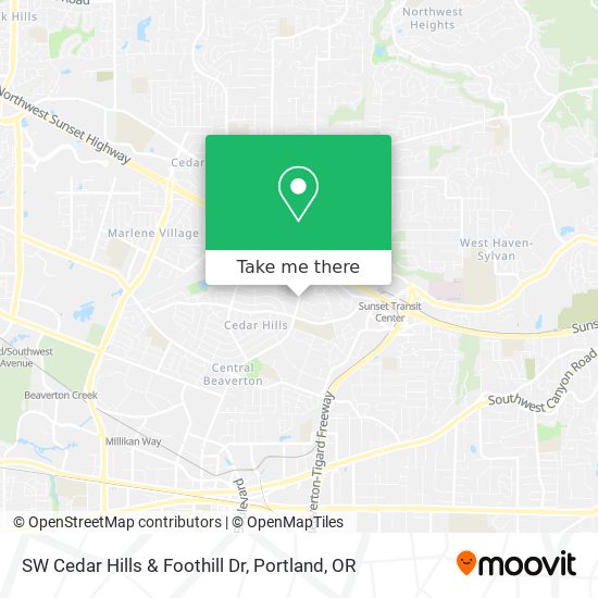 SW Cedar Hills & Foothill Dr map