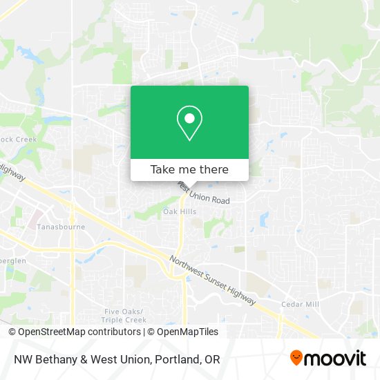 NW Bethany & West Union map