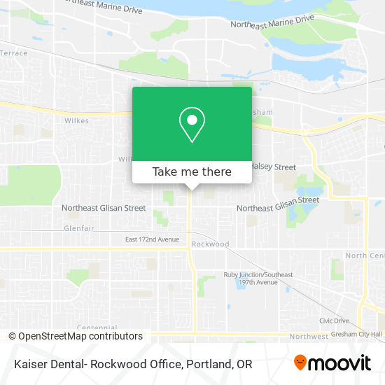 Mapa de Kaiser Dental- Rockwood Office