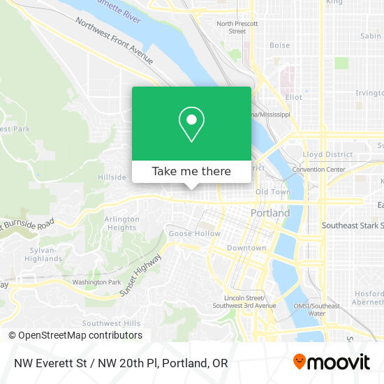 NW Everett St / NW 20th Pl map