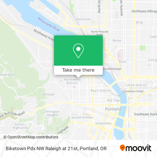 Biketown Pdx NW Raleigh at 21st map