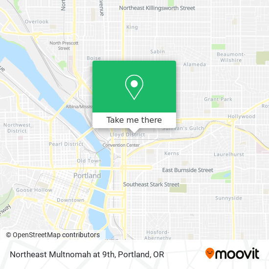 Northeast Multnomah at 9th map