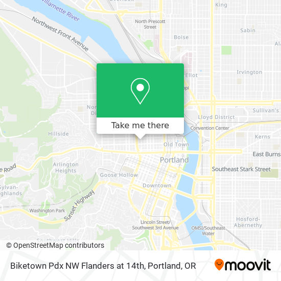 Biketown Pdx NW Flanders at 14th map