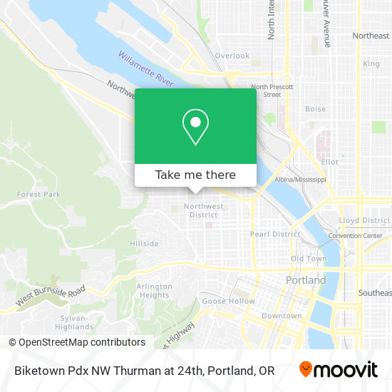 Biketown Pdx NW Thurman at 24th map