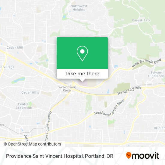 Mapa de Providence Saint Vincent Hospital
