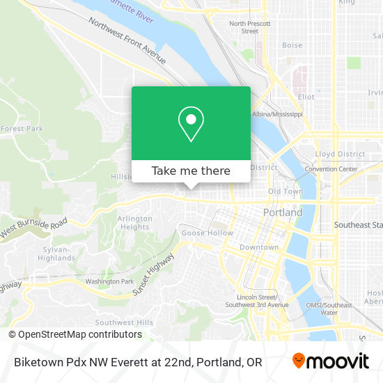 Biketown Pdx NW Everett at 22nd map