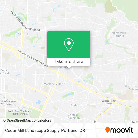 Cedar Mill Landscape Supply map