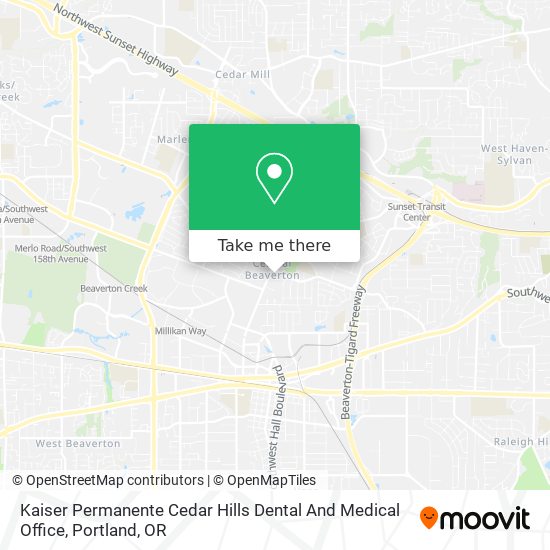 Kaiser Permanente Cedar Hills Dental And Medical Office map